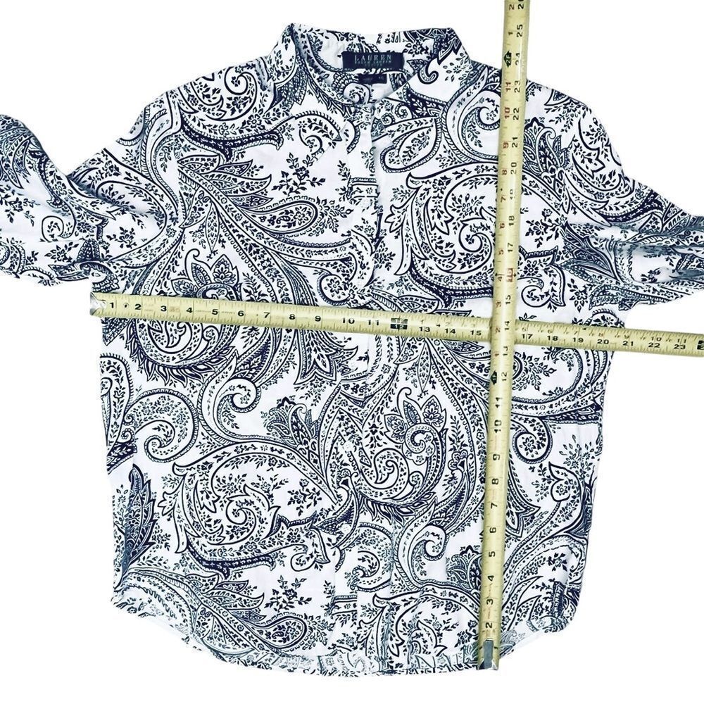 Ralph Lauren Blouse Women’s Paisley Print Button Up Long Sleeve Shirt Top Sz PL - Picture 7 of 9